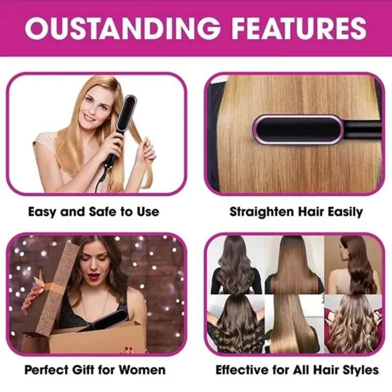 Corded Electric Hair Straightener Black Purple ABS